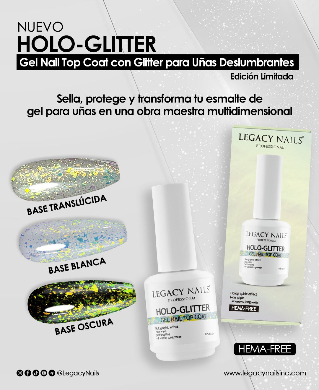 Holo-glitter gel nail TOP COAT
