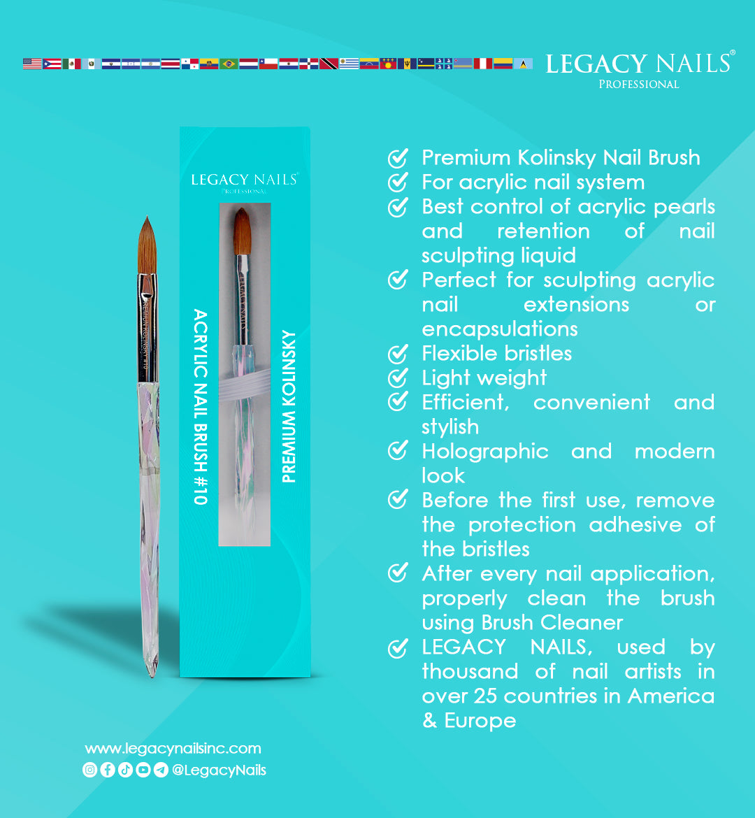 Premium Kolinsky Acrylic Nail Brush #10