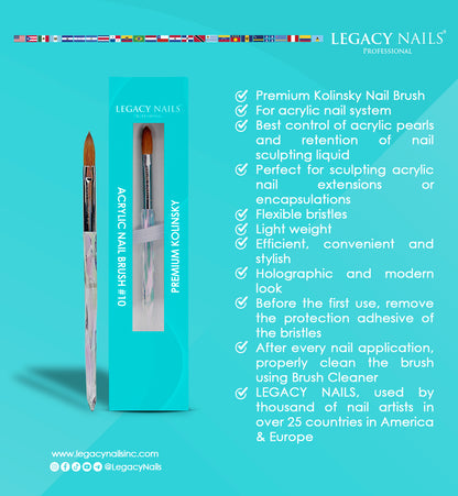 Premium Kolinsky Acrylic Nail Brush #10