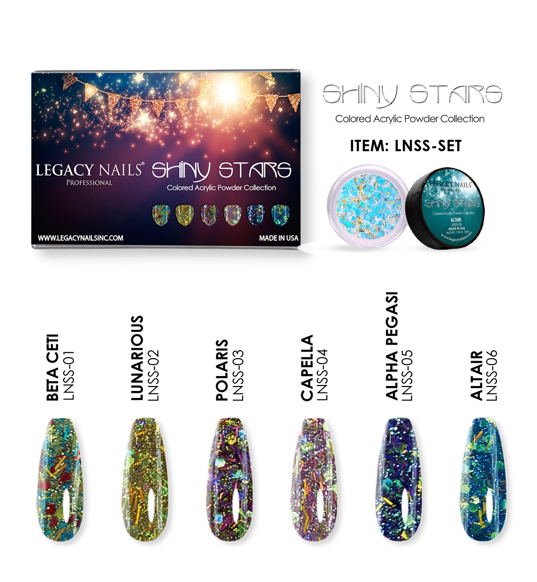 Shiny Stars Colored Acrylic Powder Collection