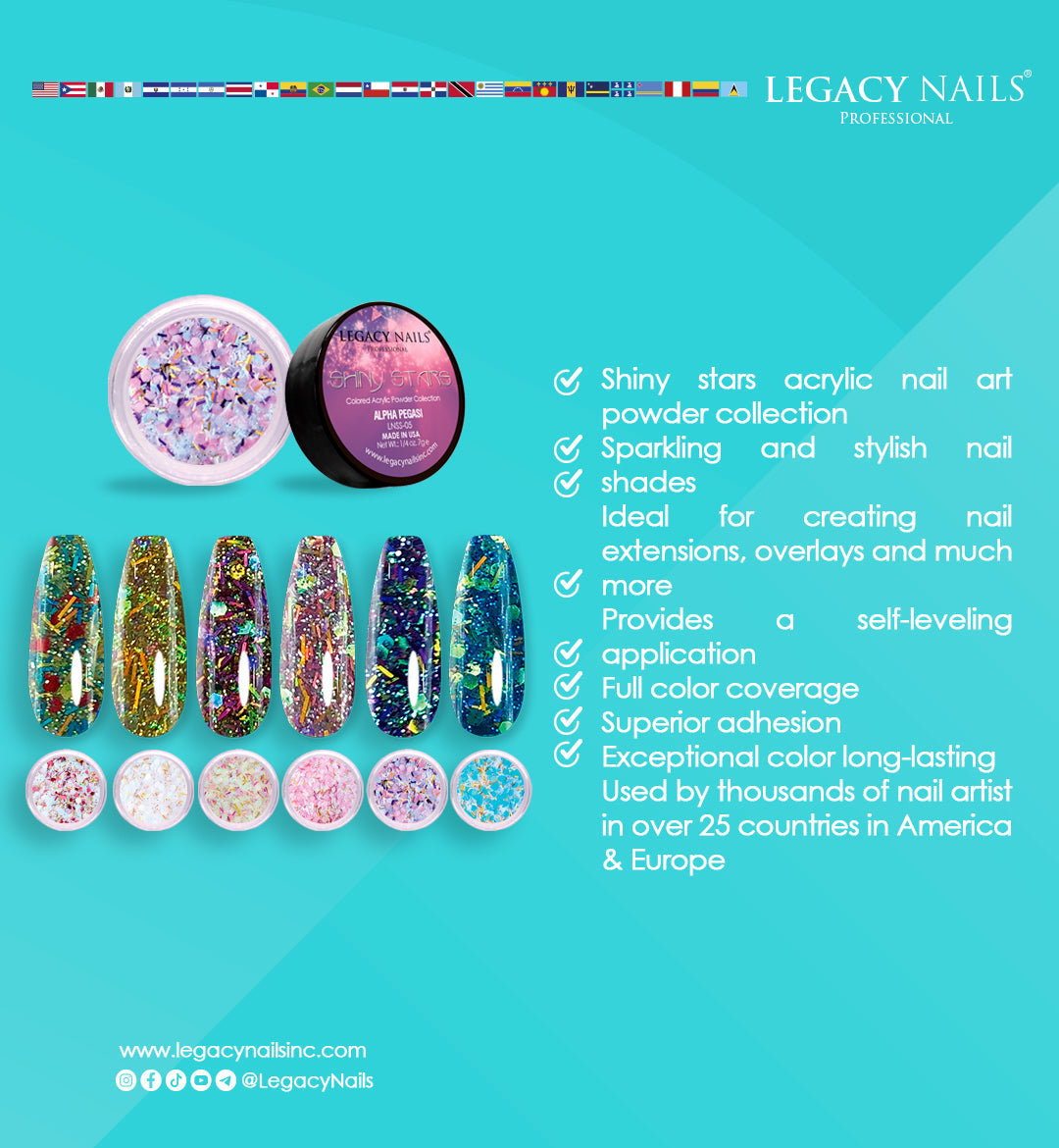 Shiny Stars Colored Acrylic Powder Collection