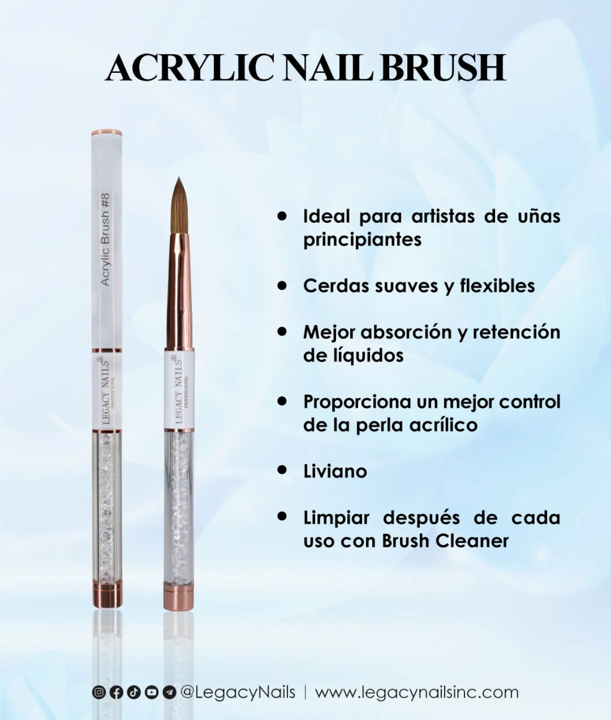 WHITE ACRYLIC NAIL BRUSH #8